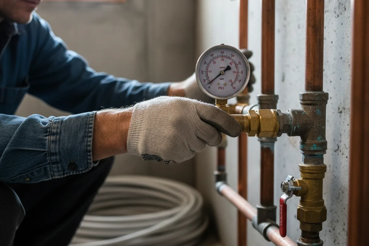 Pressure testing a repaired line during Water Line Repair in Marriottsville